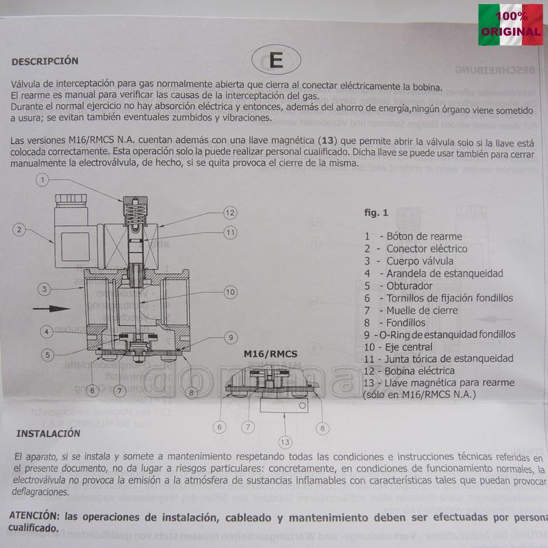  ������ ������ ��� ���� MADAS M16/RMC N.A. DN20 3/4" ���������-�������� � ������ �������, ���� 500 mbar ���������� ���������-�������� � ������ �������� Madas ���� 1916,2 ��� / ������ � ���