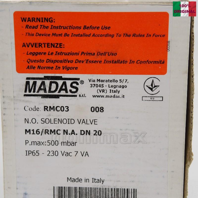  ������ ������ ��� ���� MADAS M16/RMC N.A. DN20 3/4" ���������-�������� � ������ �������, ���� 500 mbar ���������� ���������-�������� � ������ �������� Madas ���� 1916,2 ��� / ������ � ���