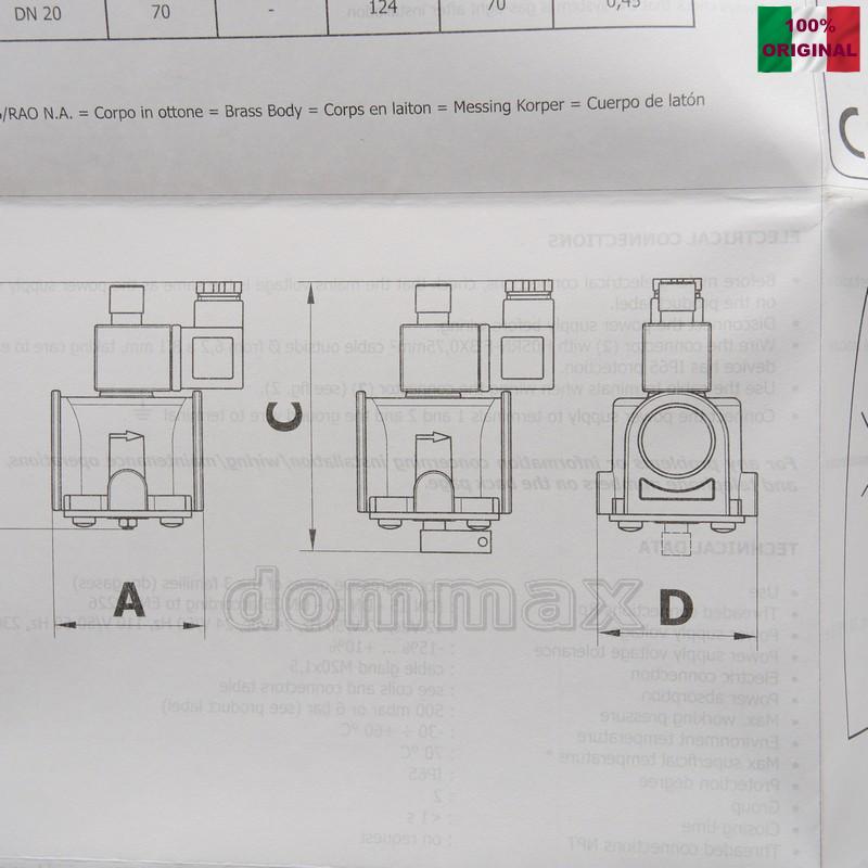  ������ ������ ��� ���� MADAS M16/RMC N.A. DN20 3/4" ���������-�������� � ������ �������, ���� 500 mbar ���������� ���������-�������� � ������ �������� Madas ���� 1916,2 ��� / ������ � ���