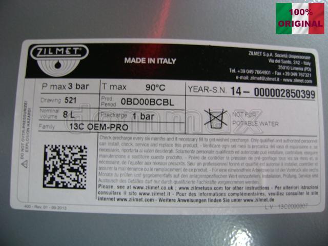 13� ó������������� ��� ������ �������� � ����� Zilmet oem-pro 8� 3/8" ���������������� ��������� ���� 2137,3 ��� / ������ ���