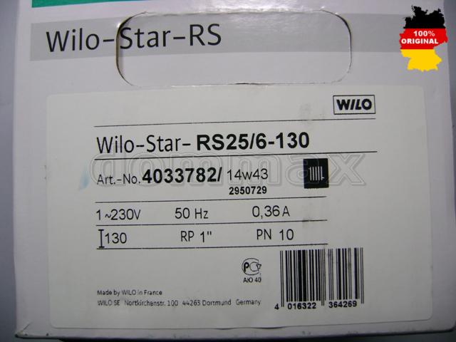  ����� ������������� Wilo Star-RS 25/60 130�� �������������� ���� 4846,6 ��� / ������ � ���