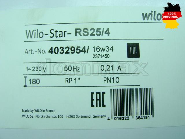  ����� ������������� Wilo Star-RS 25/40 180�� �������������� ���� 4789,4 ��� / ������ � ���