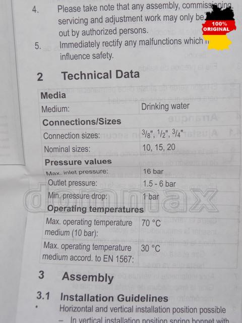  �������� ����� 1/2" Honeywell (Resideo Braukmann) D04FM-1/2A �������� ���� 1669,8 ��� / ������ � ���