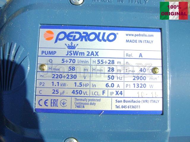  ������� ������� Pedrollo JSWm 2AX ����� ( 1,1���, 50� ) �������� ������� JSWm2AX ����� ���� 12362,9 ��� / ������ � ���