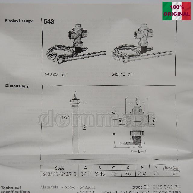 543513 ������ ������� �������������� 3/4" x 10��� ������������ ���������������� Caleffi ���� 5856,4 ��� / ������ � ���